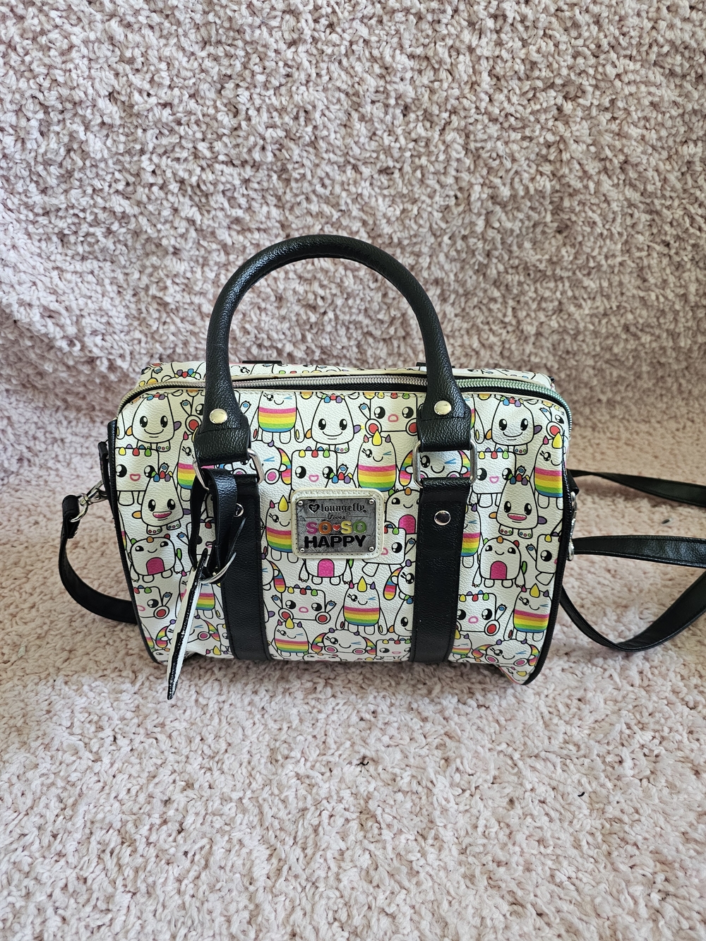 Loungefly So Happy White Rainbow Character Mini Satchel